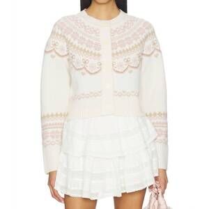 NEW LOVESHACKFANCY women's shantae cardigan in pink champagne